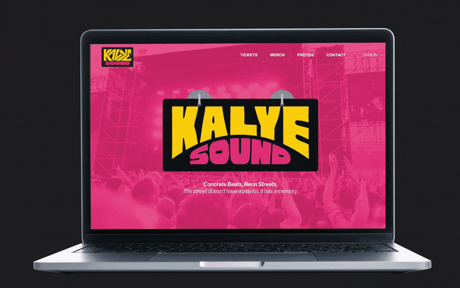 Kalye Sound Website scrolling website on a laptop